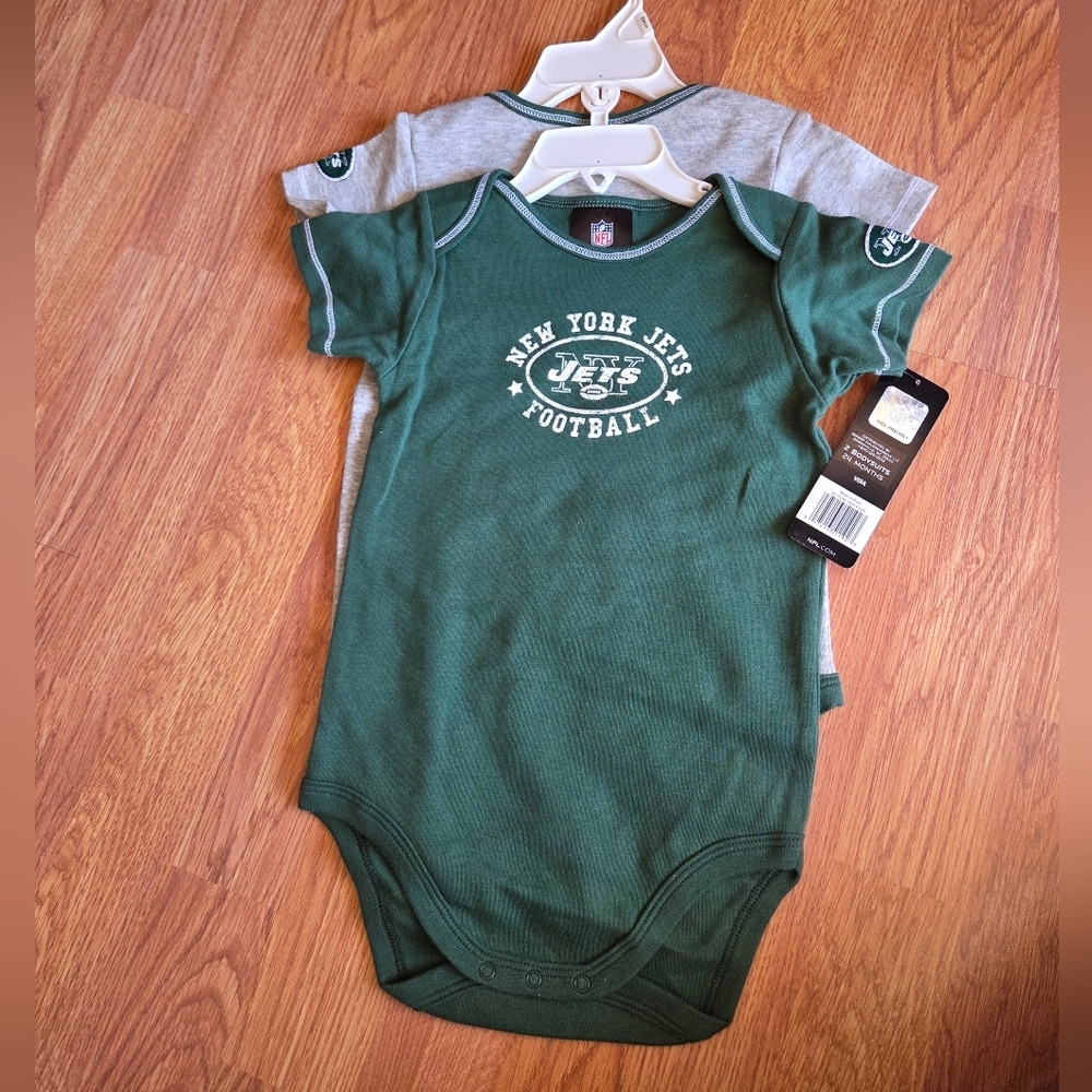 NFL NY Jets Baby Bodysuit 2pc 24 Months NWT 100% Cotton Football Athletic